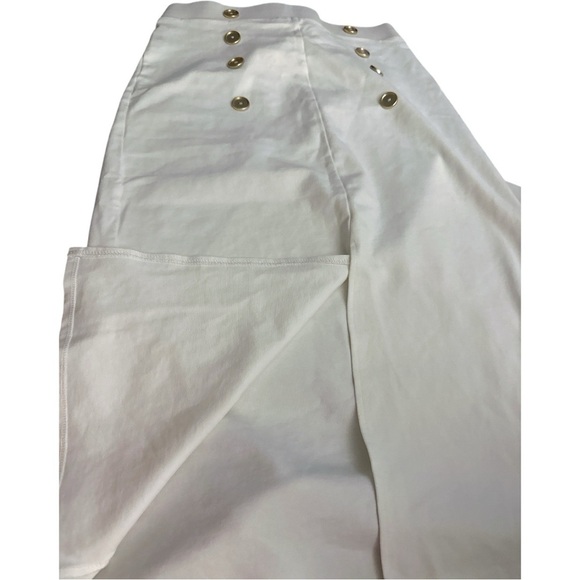 Messini Sophisticated White Button-Accent A-Line Skirt medium - Picture 5 of 5